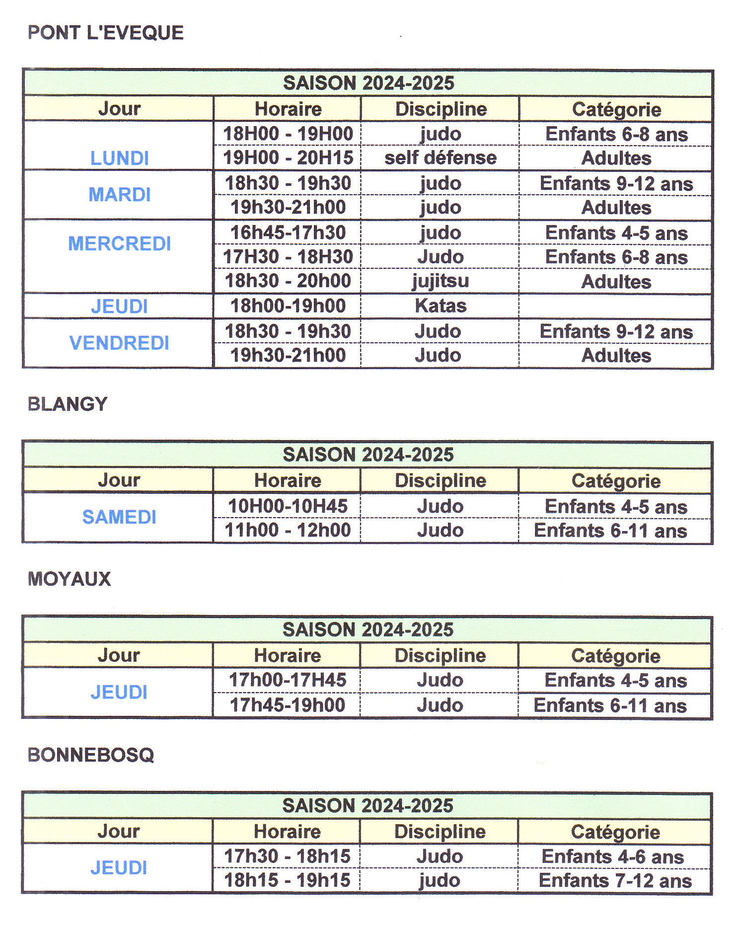 horaires